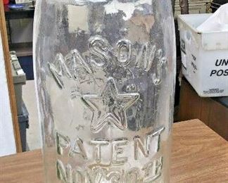 LAN616 USED CLEAR GLASS MASON'S PICKLE JAR 4 GALLON PAT. NOV.30TH 1858 STARS A  https://www.ebay.com/itm/114065288588
