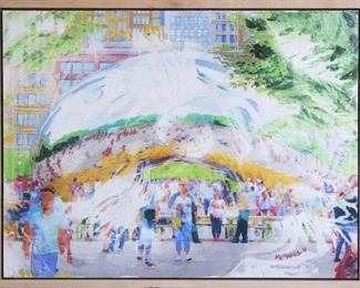 ML3035 Conner McManus Art: Chicago Bean 18″x 24″ Giclee and Acrylic on Birch  https://www.ebay.com/itm/114065341150