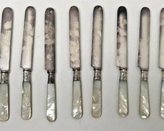 https://www.ebay.com/itm/114065314488  SM012: SET OF 10 BUTTER KNIVES STERLING SILVER AND MOTHER OF PEARL FROM NOLA 