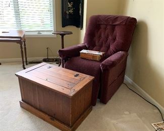 Recliner Chair, Wooden Chest