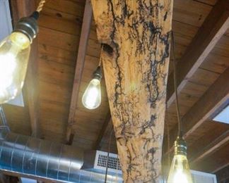 Burned wood Chandalier created by local artist