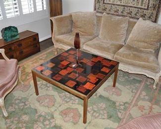 1950’s ENAMEL TOP - Verkstader Nykoping Trivu square coffee table...    SIGNED BY THE CREATOR:   P TöRNEMAN.   Numbered Limited edition 2 of 14.