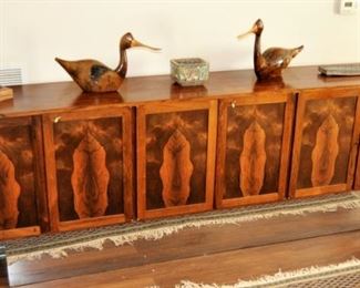 Mid Century Modern 6 door Rosewood Credenza with chrome plinth -   97 1/2” length x 34 1/2”