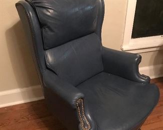 blue leather office chair 