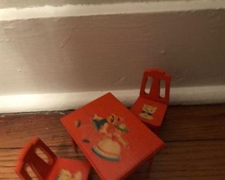 painted child’s room doll house table and chairs 