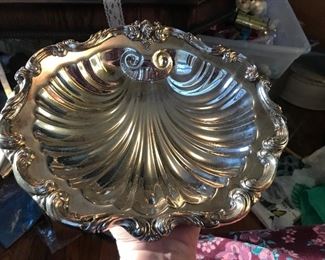 beautiful silver plated footed shell server 