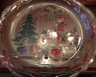LARGE GLASS CHRISTMAS PLATTER