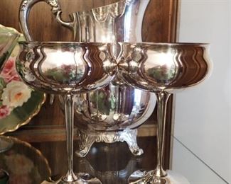 SILVER WINE GLASSES / SILVER PITCHER