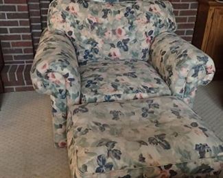 FLORAL CHAIR & OTTOMAN