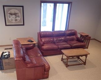 LEATHER SOFA / LOVESEAT / END TABLE / SIDE TABLE/ COFFEE TABLE / ART WORK