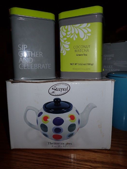 LARGE VARIETY OF OF TEA ACCESSORIES - THEY WERE IN THE TEA BUSINESS AND HAVE LOTS NEW IN BOXES - CUPS - TEA POTS - ETC. PLUS LOTS OF TEA