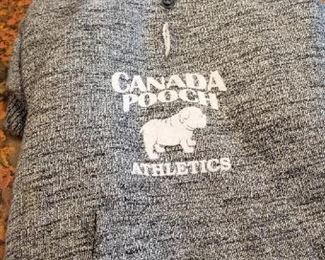 Canada Pooch size 14 ... about poodle size.
Hudson's Bay Company Official Olympic dog coat. Vancouver 2010. Size M