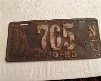 1923 N.C. License Plate