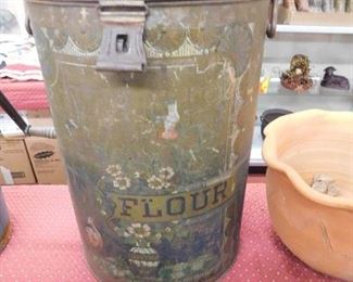 Antique Decorated Flour Tin