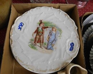 Early Boy and Girl Painted Porcelain Plate