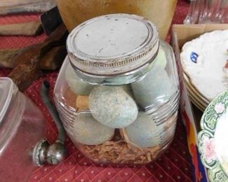 Old Coffee Jar with Eggs