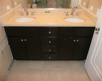 60" Vanity with 2-Sinks & 2-Faucets & Stone Counter $175.00
