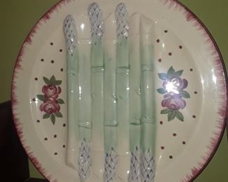 French asparagus plate, vintage