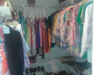Racks and racks of women's clothes, shoes, purses, and coats
