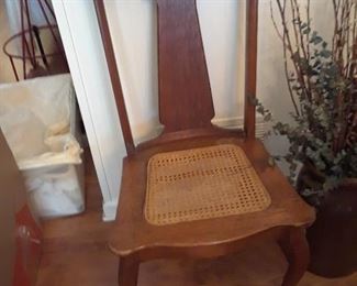 1930s oak chair with cane seat