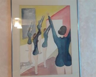 Marie Schwartz watercolor of ballet lesson
