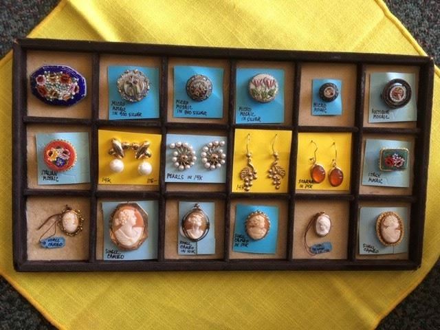 Cameos, Italian mosaics, Gold earrings