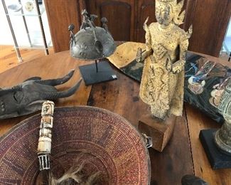 African ( Benin) basket , masks