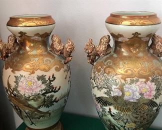 Pr Satsuma Vases approx 14”