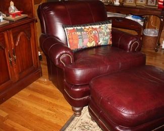 Leather chair and ottoman