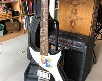 Electric Guitar, stand, amplifier