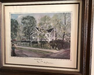 Signed (by Truman) watercolor of Truman Home