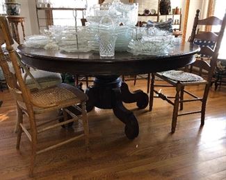 62" round table with one leaf (gorgeous!)
