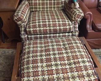 Plaid Chair and Ottoman