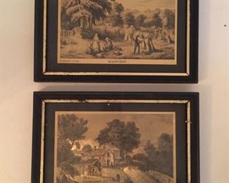 Currier & Ives Prints (Harvest & Roadside Mill)