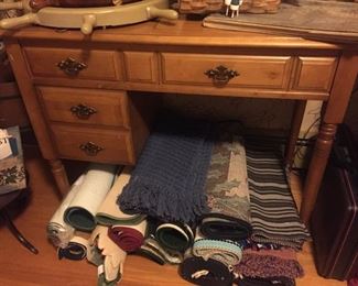 Sewing Machine Cabinet/Assorted Rugs
