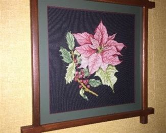 Poinsettia Cross Stitch/Needlepoint
