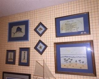 Assorted Beach/Lighthouse Themed Cross Stitch