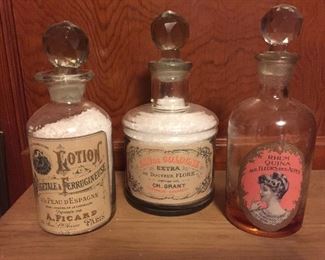 Old Paper Label Lotion and Cosmetic Bottles