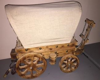 Figural Covered Wagon Lamp