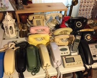 Numerous Old and Retro Telephones(Pink, Yellow, Green, Bakelite)