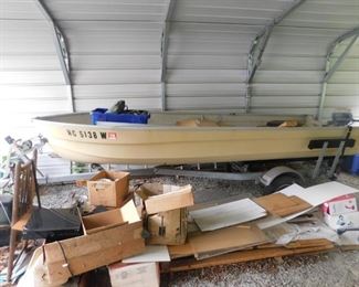 1973 Appleby 14ft. Fiberglass Fishing Boat with 1977 Evinrude 9.9 HP Motor and 2008 Road King Trailer