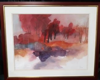 Artist Signed Original Watercolor Summertime Woods by Charlotte Burger