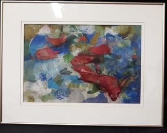 Original watercolor collage Tropical Reef by Charlotte Burger