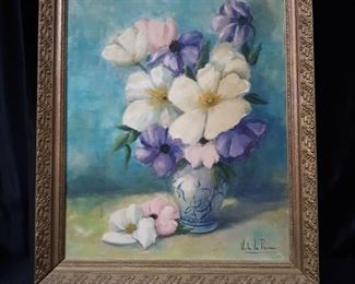 Large Framed Viola La Rosee Painting