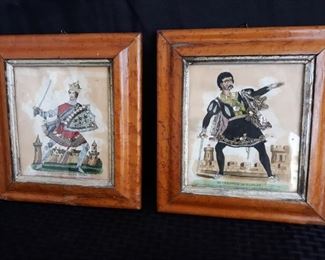 Pair of Unique Ornately Beaded Vintage Framed Prints