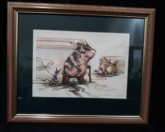 Signed and numbered framed watercolor by Jody Bergsma