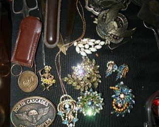 Belt buckles, rhinestone jewelry