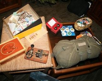 Early morse code, parachute, stamp collection