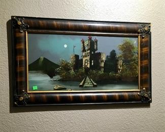 ANTIQUE CASTLE REVERSE PAINTING.