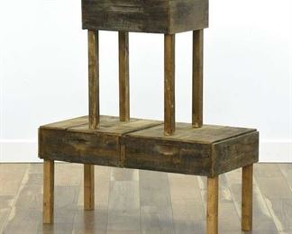 Pair Of Rustic Salvage Fruit Crate Coffee/End Tables